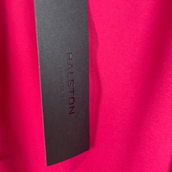 Halston Heritage Mini Dress Womens S Maroon Off The Shoulder Ruffled Neck NWT - Picture 10 of 13